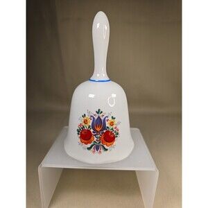 Vintage Reutter Germany Porcelain Floral Blue Trim Bell  092410